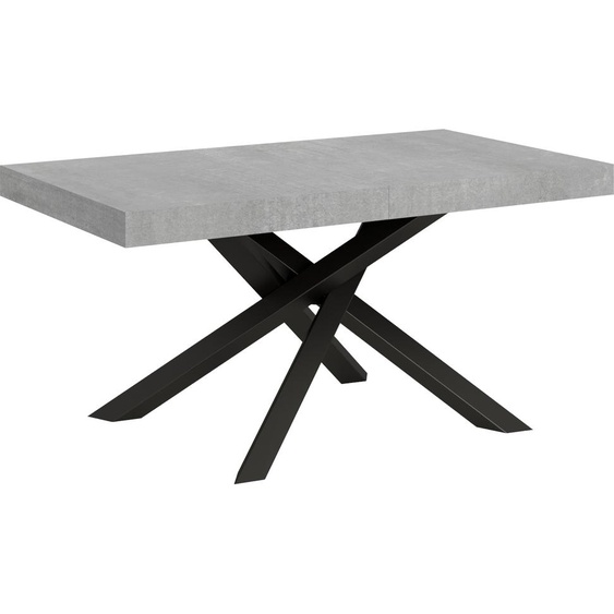ITAMOBY - Table extensible 160/264x90 cm Volantis gris béton pieds anthracite