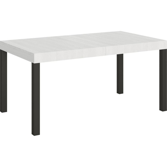 ITAMOBY - Table extensible 160/420x90 cm Everyday frêne blanc pieds anthracite