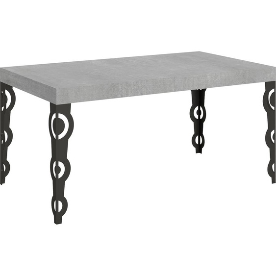 ITAMOBY - Table extensible 160/420x90 cm Karamay gris béton pieds anthracite