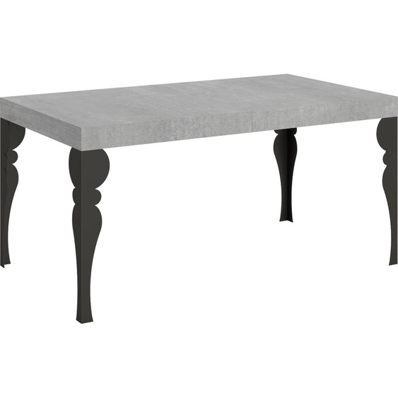 ITAMOBY - Table extensible 160/420x90 cm Paxon gris béton pieds anthracite