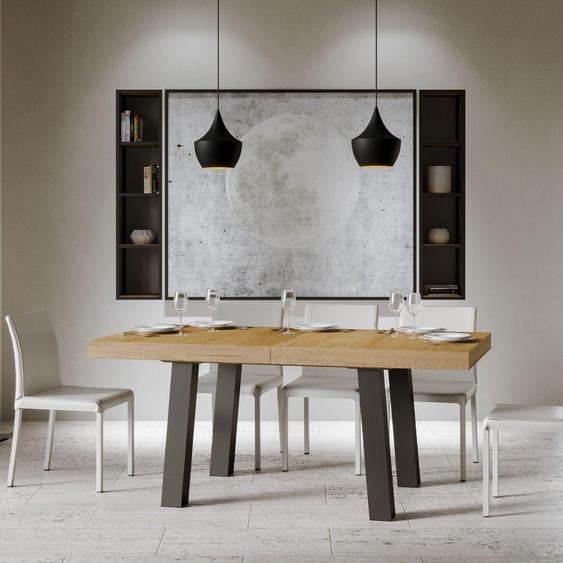 ITAMOBY - Table extensible 180/284x90 cm Bridge chêne nature pieds anthracite