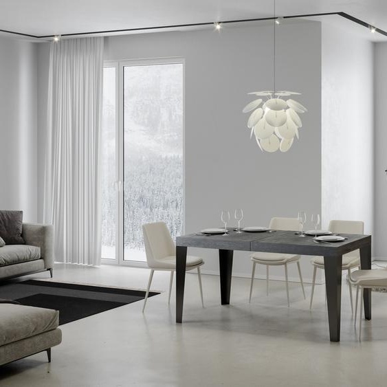 ITAMOBY - Table extensible 180/284x90 cm Flame gris béton pieds anthracite