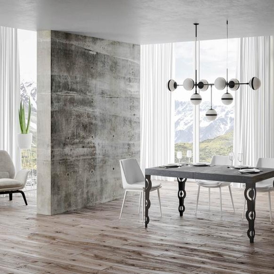 ITAMOBY - Table extensible 180/284x90 cm Karamay gris béton pieds anthracite