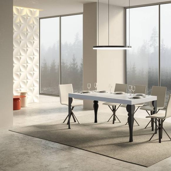 ITAMOBY - Table extensible 180/284x90 cm Paxon frêne blanc pieds anthracite