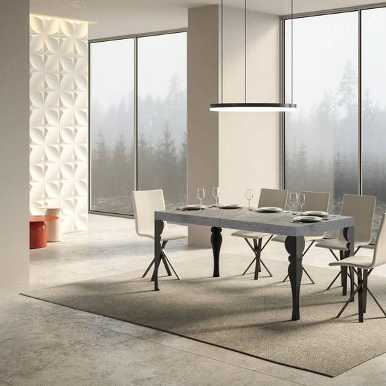 ITAMOBY - Table extensible 180/284x90 cm Paxon gris béton pieds anthracite