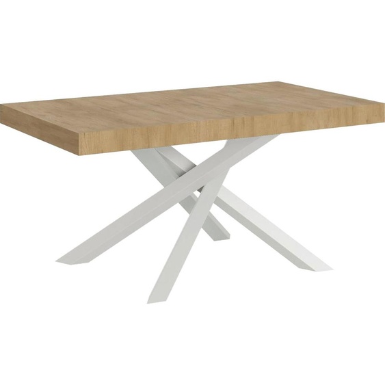 ITAMOBY - Table extensible 180/284x90 cm Volantis chêne nature pieds blancs