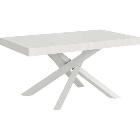ITAMOBY - Table extensible 180/284x90 cm Volantis frêne blanc pieds blancs