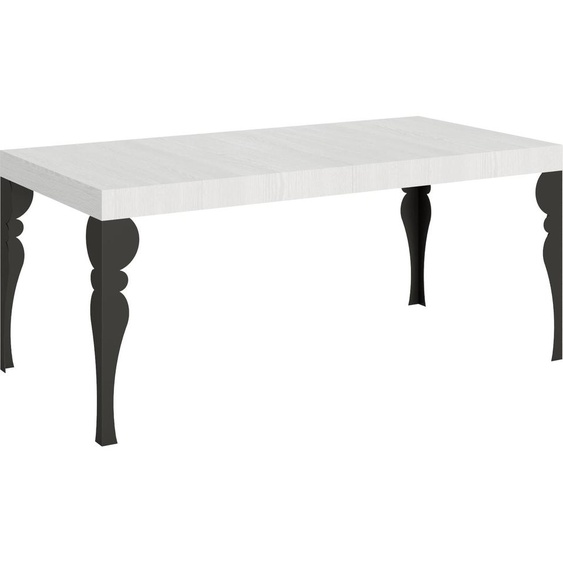 ITAMOBY - Table extensible 200/304x90 cm Paxon frêne blanc pieds anthracite