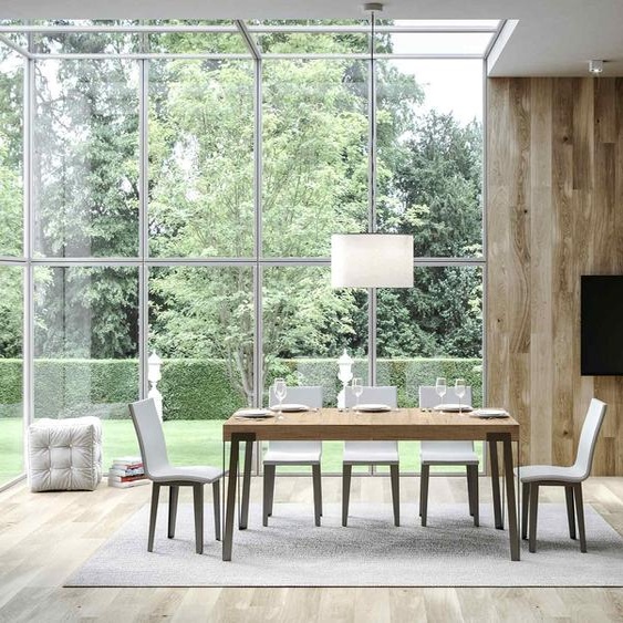 ITAMOBY - Table extensible 200/304x90 cm Rio chêne nature pieds anthracite