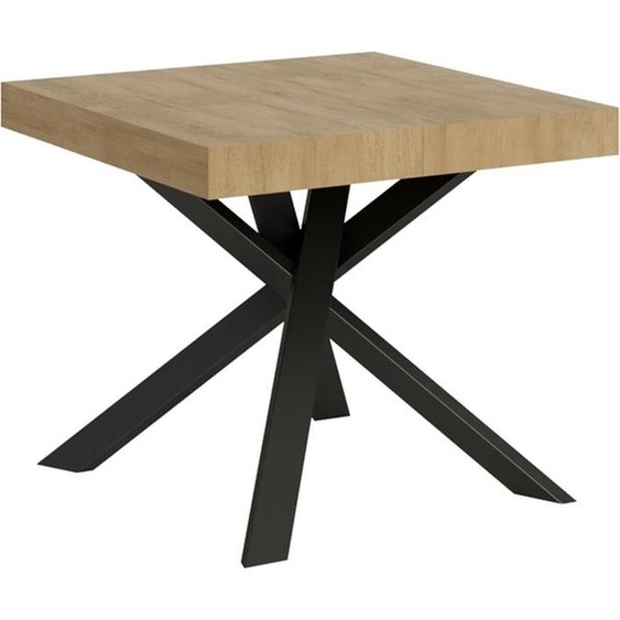 ITAMOBY - Table extensible 90/194x90 cm Clerk chêne nature pieds anthracite