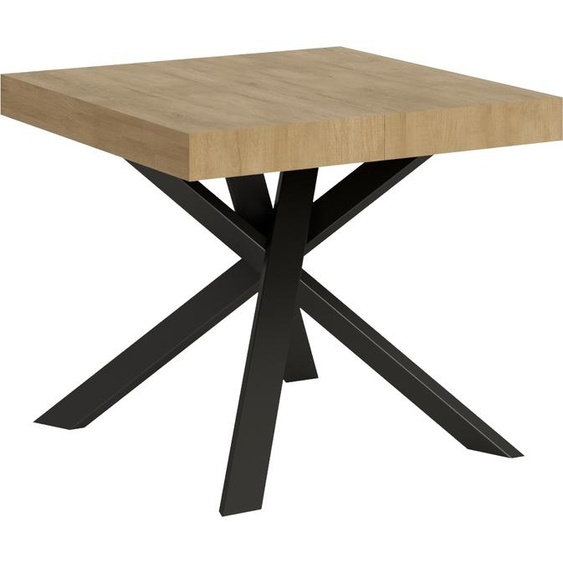 ITAMOBY - Table extensible 90/194x90 cm Clerk chêne nature pieds anthracite