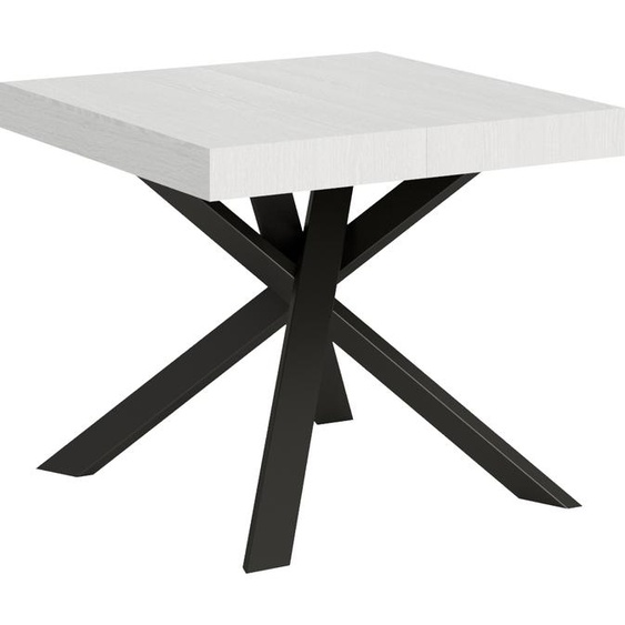 ITAMOBY - Table extensible 90/194x90 cm Clerk frêne blanc pieds anthracite