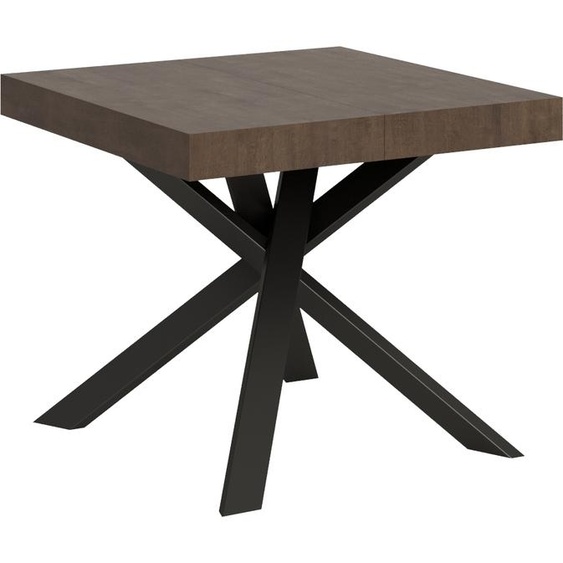 ITAMOBY - Table extensible 90/194x90 cm Clerk noyer pieds anthracite