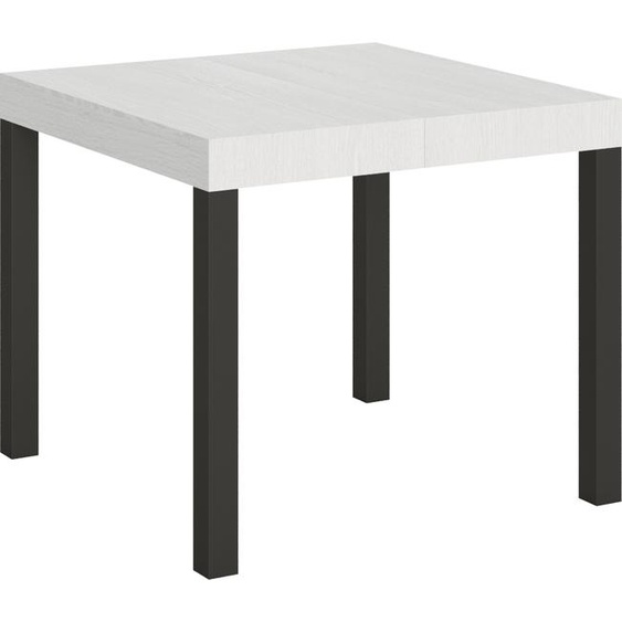 ITAMOBY - Table extensible 90/246x90 cm Everyday frêne blanc pieds anthracite