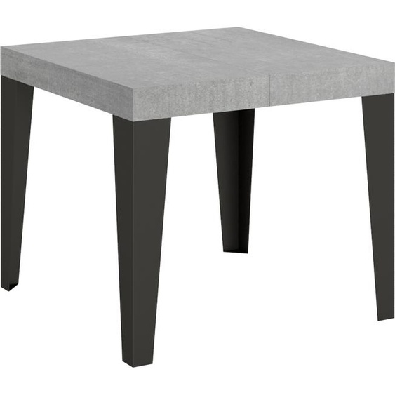 ITAMOBY - Table extensible 90/246x90 cm Flame gris béton pieds anthracite