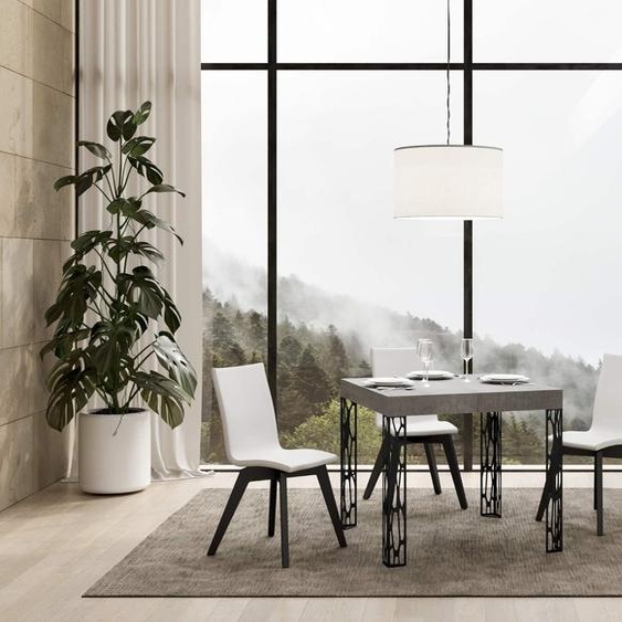 ITAMOBY - Table extensible 90/246x90 cm Ghibli gris béton pieds anthracite