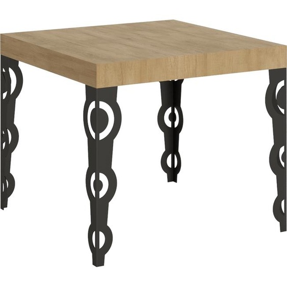 ITAMOBY - Table extensible 90/246x90 cm Karamay chêne nature pieds anthracite