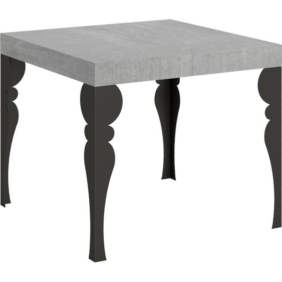 ITAMOBY - Table extensible 90/246x90 cm Paxon gris béton pieds anthracite