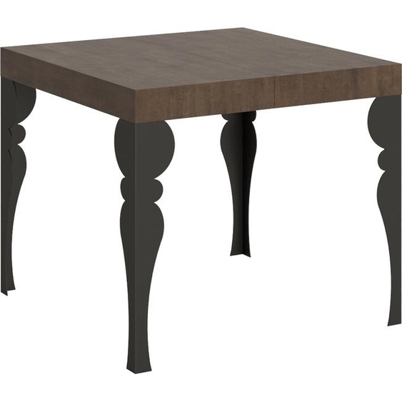ITAMOBY - Table extensible 90/246x90 cm Paxon noyer pieds anthracite