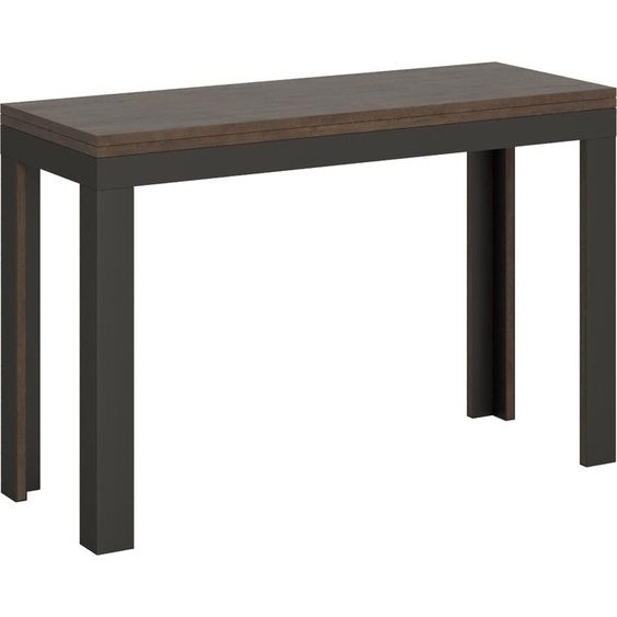 ITAMOBY - Table extensible portefeuille 120/200x45/90 cm Linea Double noyer cadre anthracite