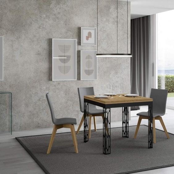 ITAMOBY - Table extensible portefeuille 90/180x90 cm Ghibli Libra chêne nature cadre anthracite
