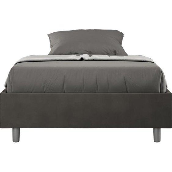 ITYHOME - Cadre de lit 1 place et demi sans sommier rembourré 120x190 microfibre gris Azelia