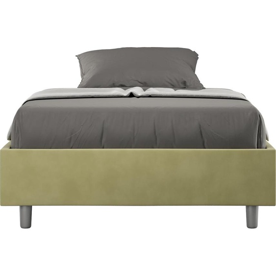 ITYHOME - Cadre de lit 1 place et demi sans sommier rembourré 120x190 microfibre vert Azelia