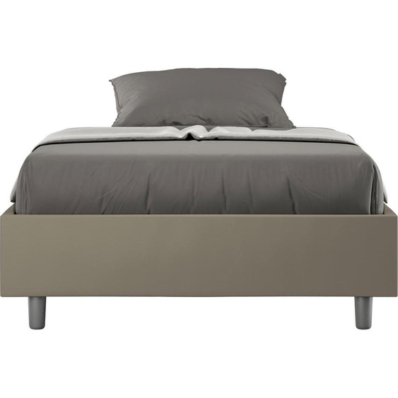 ITYHOME - Cadre de lit 1 place et demi sans sommier rembourré 120x190 similicuir cappuccino Azelia