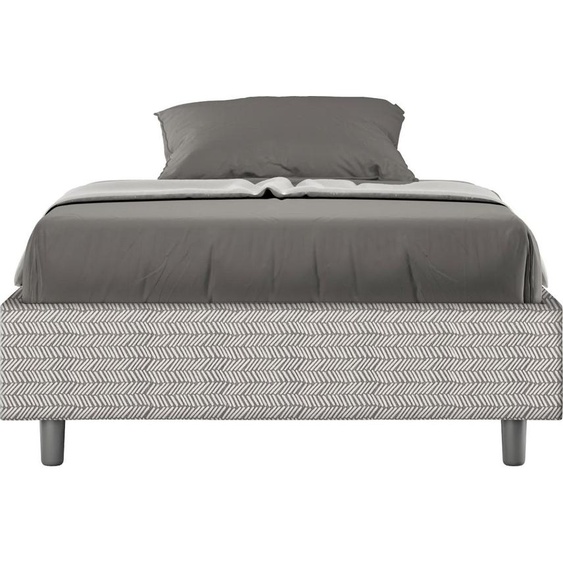 ITYHOME - Cadre de lit 1 place et demi sans sommier rembourré 120x190 tissu Aragona 1 blanc Azelia