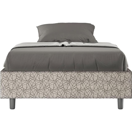 ITYHOME - Cadre de lit 1 place et demi sans sommier rembourré 120x190 tissu Era 2 gris Azelia