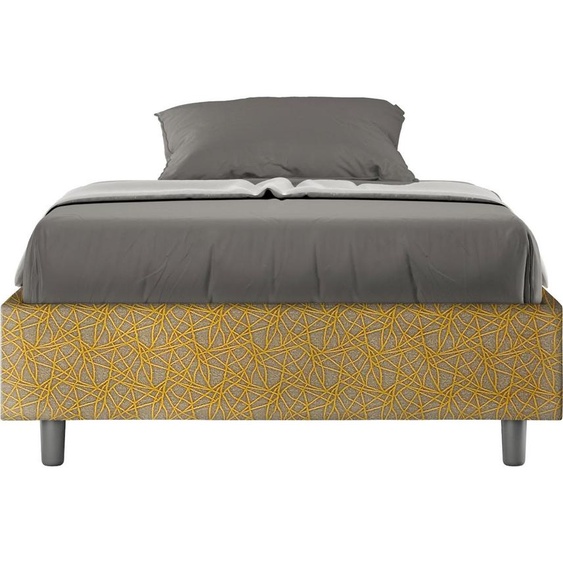ITYHOME - Cadre de lit 1 place et demi sans sommier rembourré 120x190 tissu Era 6 jaune Azelia