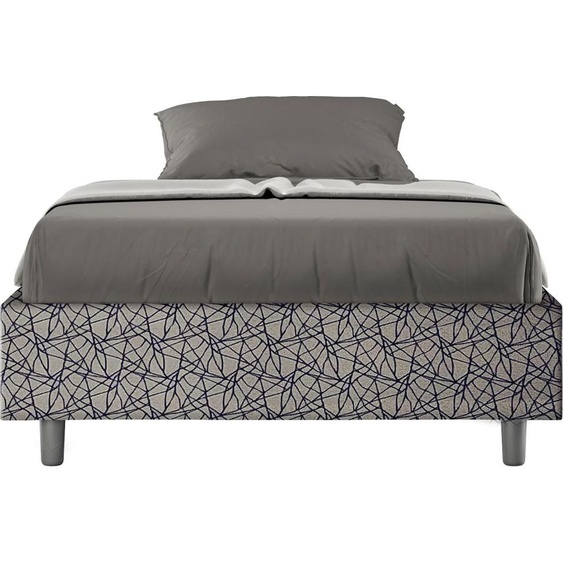 ITYHOME - Cadre de lit 1 place et demi sans sommier rembourré 120x190 tissu Era 9 bleu Azelia