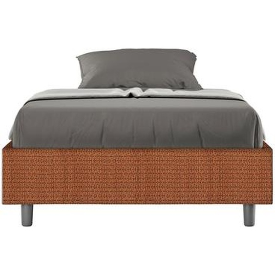 ITYHOME - Cadre de lit 1 place et demi sans sommier rembourré 120x190 tissu Labirinto 4 orange Azelia