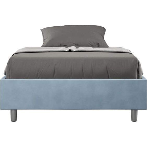 ITYHOME - Cadre de lit 1 place et demi sans sommier rembourré 120x200 microfibre bleu clair Azelia