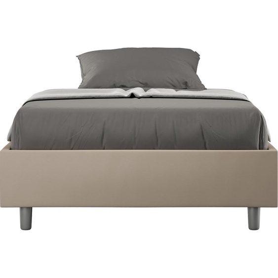 ITYHOME - Cadre de lit 1 place et demi sans sommier rembourré 120x200 similicuir taupe Azelia