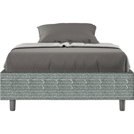 ITYHOME - Cadre de lit 1 place et demi sans sommier rembourré 120x200 tissu Aragona 7 bleu clair Azelia