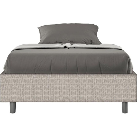 ITYHOME - Cadre de lit 1 place et demi sans sommier rembourré 120x200 tissu Labirinto 1 blanc Azelia