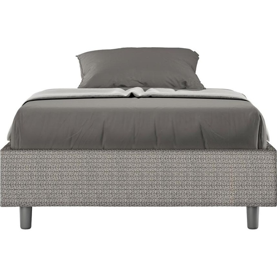 ITYHOME - Cadre de lit 1 place et demi sans sommier rembourré 120x200 tissu Labirinto 2 gris Azelia
