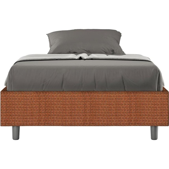 ITYHOME - Cadre de lit 1 place et demi sans sommier rembourré 120x200 tissu Labirinto 4 orange Azelia