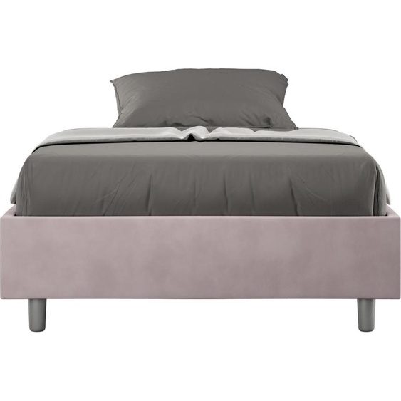 ITYHOME - Cadre de lit 1 place et demi sans sommier rembourré 120x210 microfibre lilas Azelia