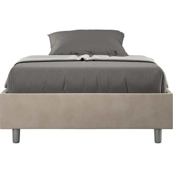 ITYHOME - Cadre de lit 1 place et demi sans sommier rembourré 120x210 microfibre sable Azelia