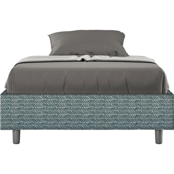 ITYHOME - Cadre de lit 1 place et demi sans sommier rembourré 120x210 tissu Aragona 8 bleu Azelia