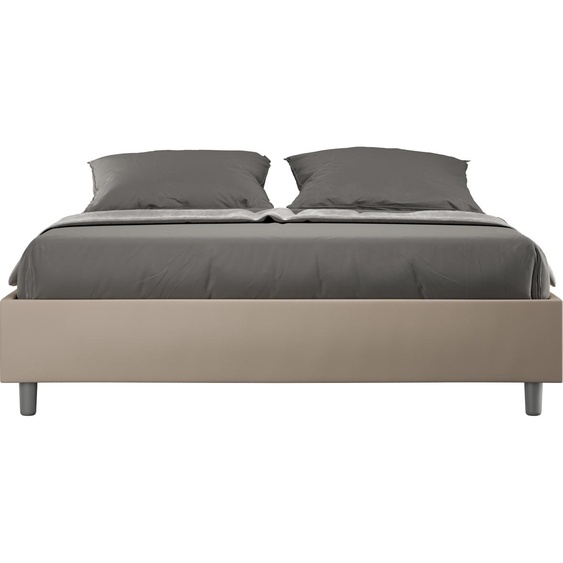 ITYHOME - Cadre de lit double sans sommier rembourré 140x200 similicuir taupe Azelia