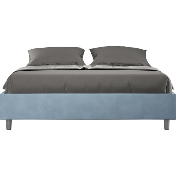 ITYHOME - Lit avec sommier rembourré 160x190 microfibre bleu clair Azelia