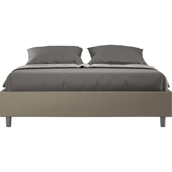 ITYHOME - Lit avec sommier rembourré 160x200 similicuir cappuccino Azelia