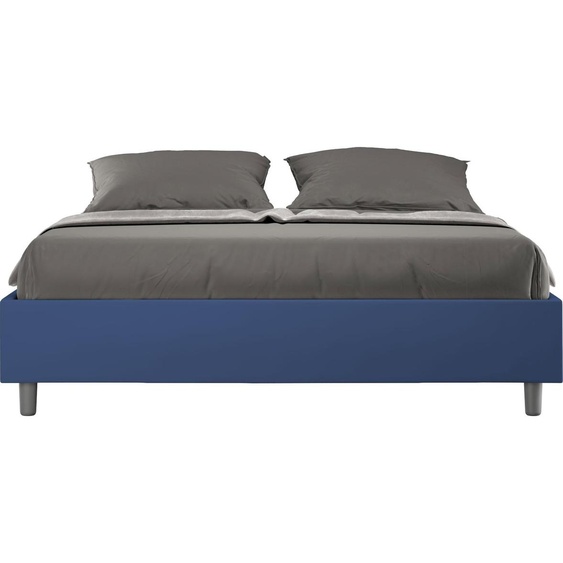 ITYHOME - Lit sans sommier rembourré 160x190 similicuir bleu Azelia