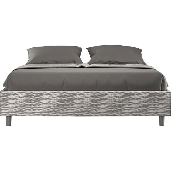 ITYHOME - Lit sans sommier rembourré 160x190 tissu Aragona 1 blanc Azelia