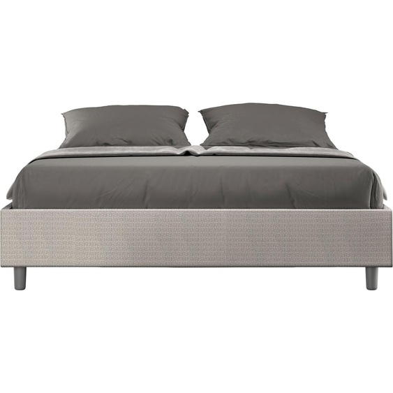 ITYHOME - Lit sans sommier rembourré 160x190 tissu Labirinto 01 blanc Azelia