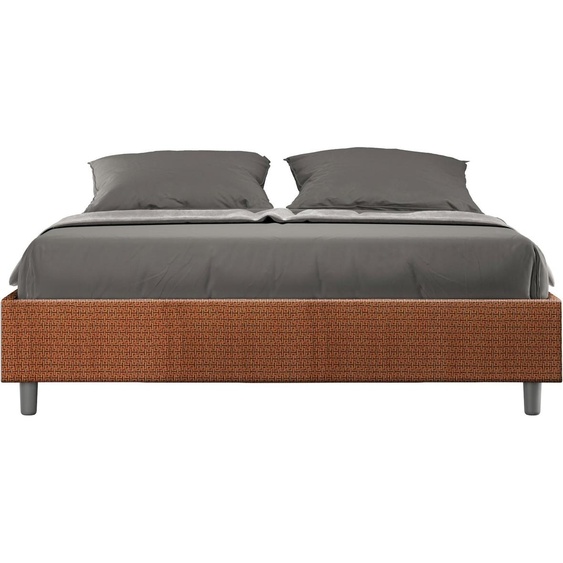 ITYHOME - Lit sans sommier rembourré 160x190 tissu Labirinto 04 orange Azelia