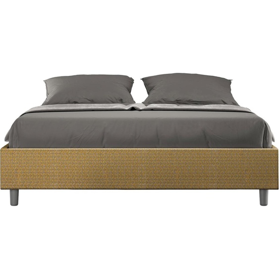 ITYHOME - Lit sans sommier rembourré 160x190 tissu Labirinto 06 jaune Azelia